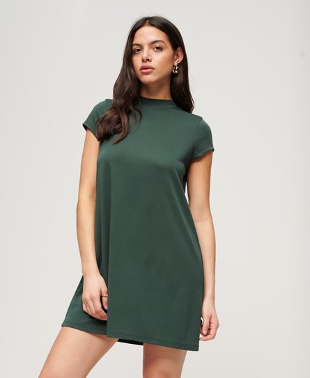 Superdry Women’s Short Sleeve A-line Mini Dress Green / Forest Green - Size: 8