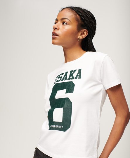 Superdry Women’s Osaka Graphic Short Sleeve Fitted T-Shirt White / Brilliant White - Size: 8