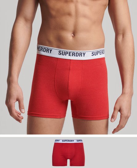 Superdry Men’s Organic Cotton Boxers Single Pack Red / Risk Red Marl - Size: M