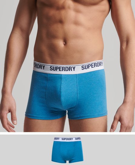 Superdry Men’s Organic Cotton Boxers Single Pack Blue / Electric Blue Marl - Size: S