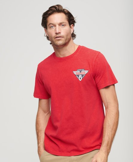 Superdry Men’s Vintage Americana Back Print T-Shirt Red / Soda Pop Red - Size: L