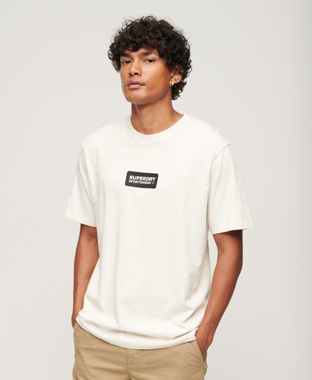 Superdry Men’s Tech Graphic Logo Oversized T-Shirt Cream / Nordic Bone Grey - Size: XL