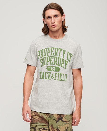 Superdry Men’s Athletic College Graphic T-shirt Dark Grey / Grey Fleck Marl - Size: Xxxl