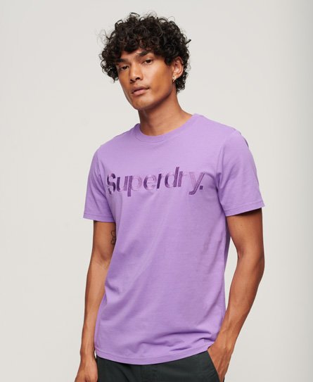 Superdry Mens Classic Embroidered Tonal Logo T-Shirt, Purple, Size: XL