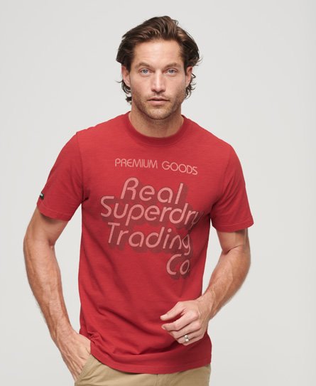 Superdry Herren Trade T-Shirt mit Schriftzug und Grafik Rot