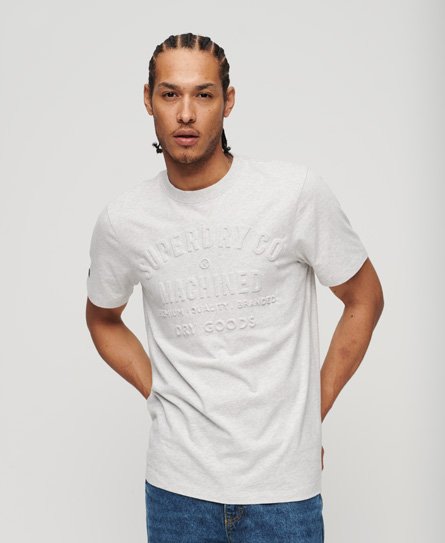 Superdry Men’s Embossed Workwear Graphic T-Shirt Light Grey / Glacier Grey Marl - Size: L