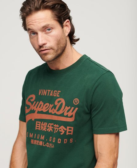 Superdry Men’s Vintage Logo Premium Goods T Shirt Green / Enamel Green - Size: M