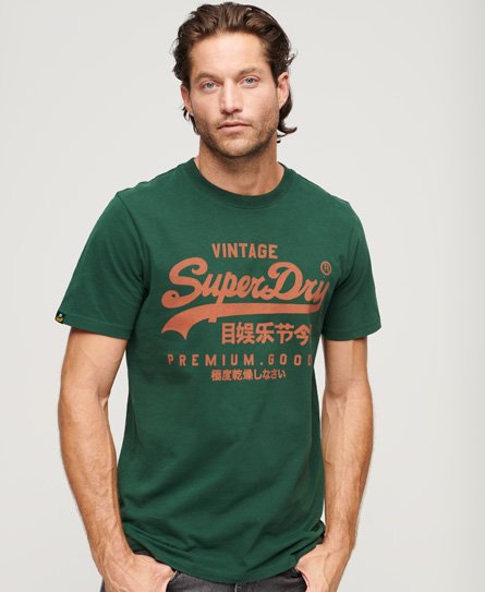 Superdry Men's Vintage Logo Premium Goods T Shirt Green / Enamel Green