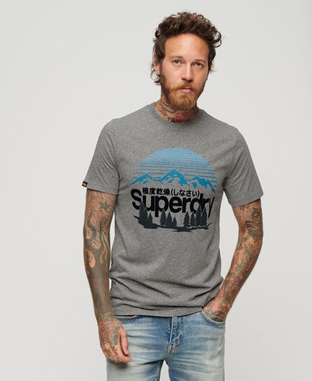 Superdry Men’s Core Logo Great Outdoors T-Shirt Dark Grey / Karst Black Mega Grit - Size: S