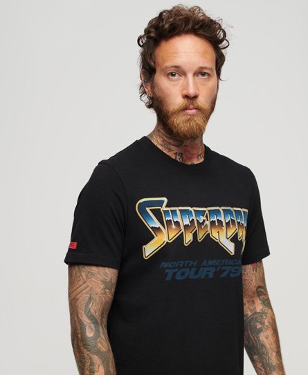 Superdry Men’s 70s Rock Graphic Band T-Shirt Black - Size: M