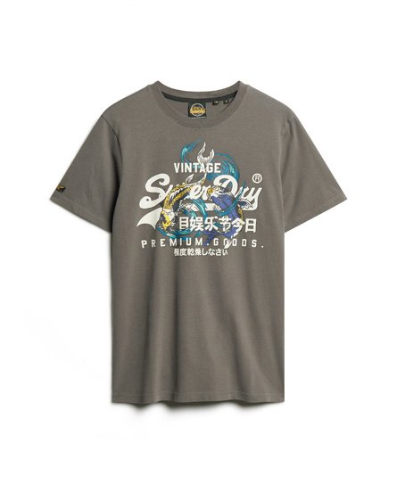Men\'s Japanese Vintage Superdry in T-Shirt | US Dark Logo Grey Graphic