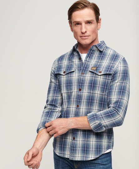 Superdry Men’s Organic Cotton Worker Check Shirt Blue / Denim Blue Check - Size: M