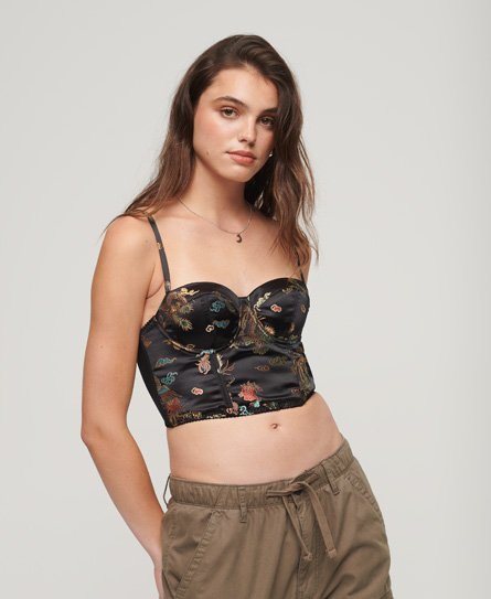 Satin Brocade Crop Corset Top