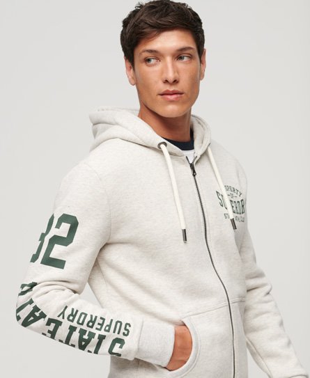 Athletic College hoodie met grafische print en rits