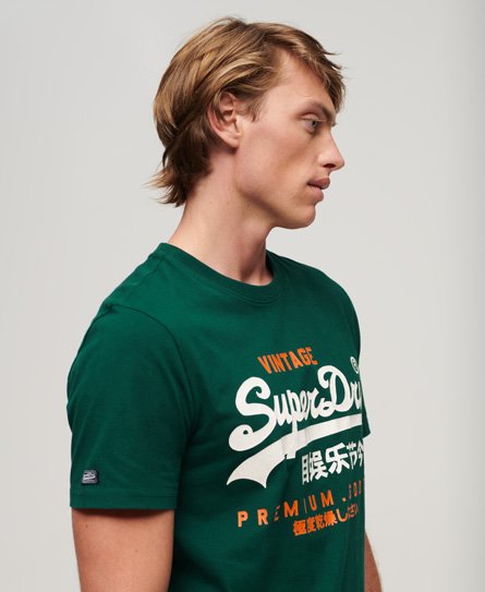 Men\'s Classic Vintage Logo Heritage Green US in Superdry | T-Shirt Pine