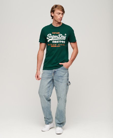 Men\'s Classic Vintage Logo Heritage T-Shirt | US Green in Pine Superdry