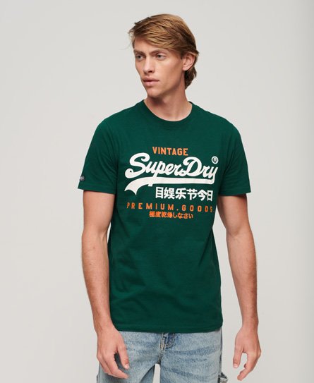 Superdry Men’s Classic Vintage Logo Heritage T-Shirt Green / Pine Green - Size: S