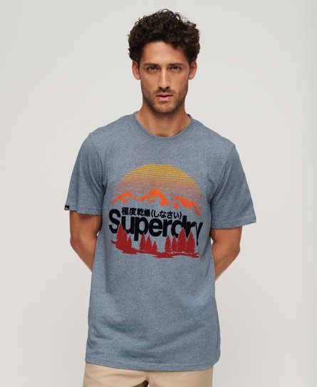 Superdry Men’s Core Logo Great Outdoors T-Shirt Blue / Creek Blue Grit Grindle - Size: Xxl