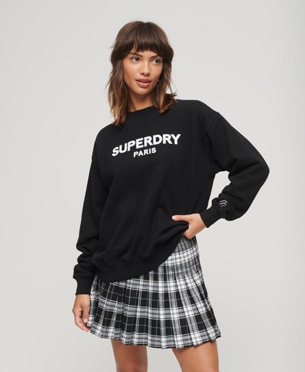 Superdry Women’s Sport Luxe Loose Crew Sweatshirt Black - Size: 10
