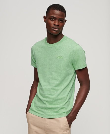 Organic Crew Neck Basic T Shirt in Olive Marl