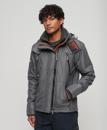 Superdry Men’s Classic Embroidered Mountain SD Windcheater Jacket, Dark Grey, Size: L