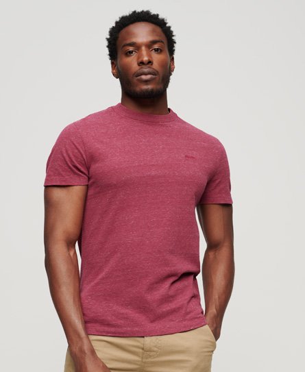 Superdry Men’s Organic Cotton Essential Small Logo T-Shirt Red / Berry Red Marl - Size: XL