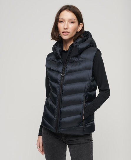 Superdry Women’s Hooded Fuji Padded Gilet Navy / Eclipse Navy - Size: 10