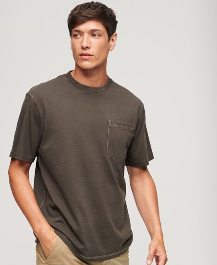 Superdry Men’s Contrast Stitch Pocket T-Shirt Brown / Dusk Brown - Size: L