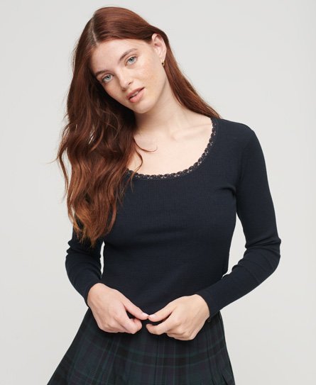 Essential Long Sleeve Rib Lace Top