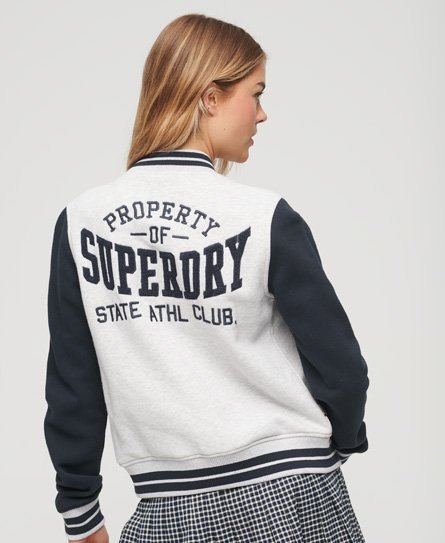 College Scripted Jersey Bomber Jacket