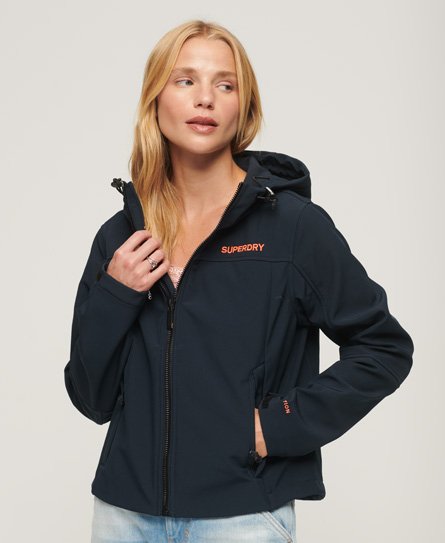 Superdry Women’s Classic CODE Trekker Hooded Softshell Jacket, Navy Blue, Size: 12
