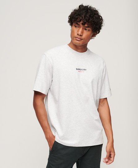 Superdry Men’s Logo Print Oversized T-Shirt Light Grey / Cadet Grey Marl - Size: Xxl