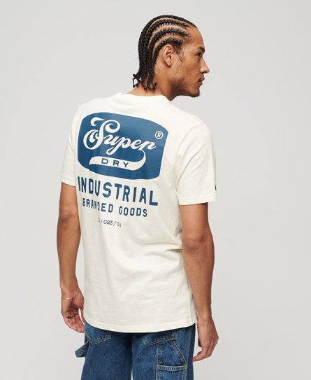 Superdry Men’s Workwear Scripted Graphic T-Shirt Cream / New Chalk White Slub - Size: XL