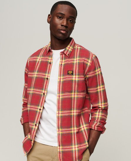 Superdry Men’s Organic Cotton Lumberjack Check Shirt Red / Drayton Check Red - Size: L