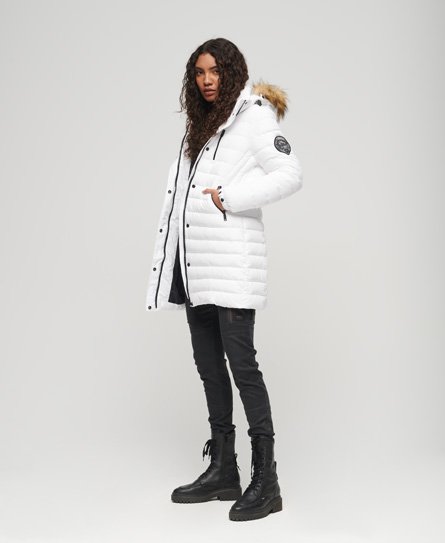 Superdry Fuji Hooded Mid Length Puffer Coat - Women's Womens Jackets