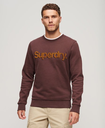 Superdry Men’s Classic Logo Print Core Sweatshirt, Red, Size: S
