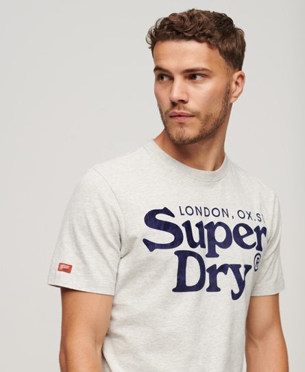 Superdry Men’s Venue Classic Logo T-Shirt Light Grey / Quantico Grey Jaspe Marl - Size: XL