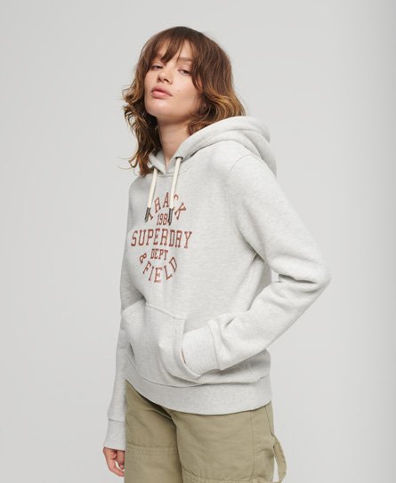 Superdry Women’s Scripted College Graphic Hoodie Light Grey / Glacier Grey Marl - Size: 10
