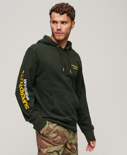 Superdry Men’s Sportswear Logo Loose Hoodie Green / Academy Dark Green - Size: S