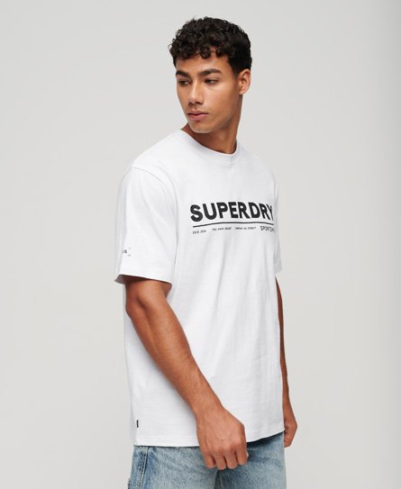 Men's Utility Sport Logo Loose T-Shirt in Brilliant White | Superdry US