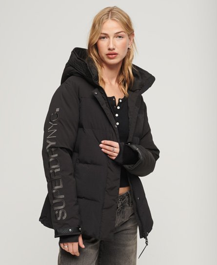 Superdry Women’s Hooded City Padded Wind Parka Jacket Black - Size: 8