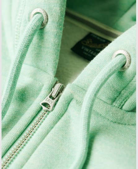 Mujer – Sudadera con capucha, cremallera y logo Essential en Jaspeado Verde  Menta Superdry ES