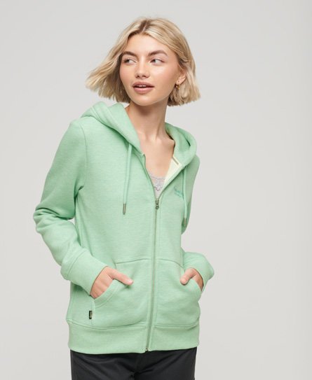 Green UK Logo Marl Womens Hoodie in Zip Minted - Essential | Superdry
