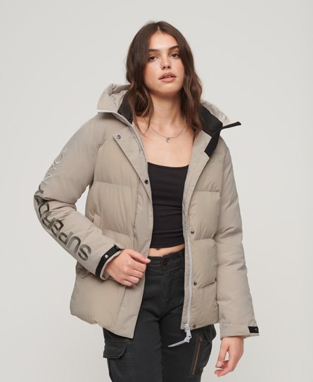 Superdry Women’s Hooded City Padded Wind Parka Jacket Beige / Chateau Gray - Size: 10