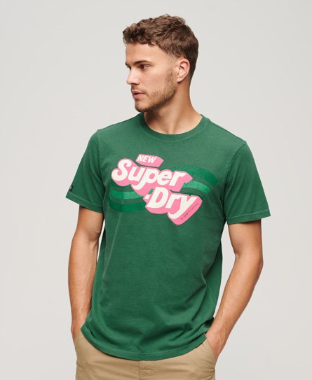 Superdry Men’s Cooper 70s Retro Logo T-Shirt Green / Pine Green - Size: XL