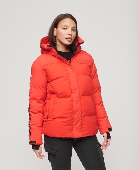 Superdry Women’s Hooded City Padded Wind Parka Jacket Red / Sunset Red - Size: 8