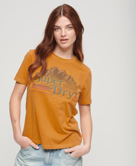 Superdry Women’s Outdoor Stripe Graphic T-Shirt Yellow / Golden Rod Yellow Marl - Size: 8