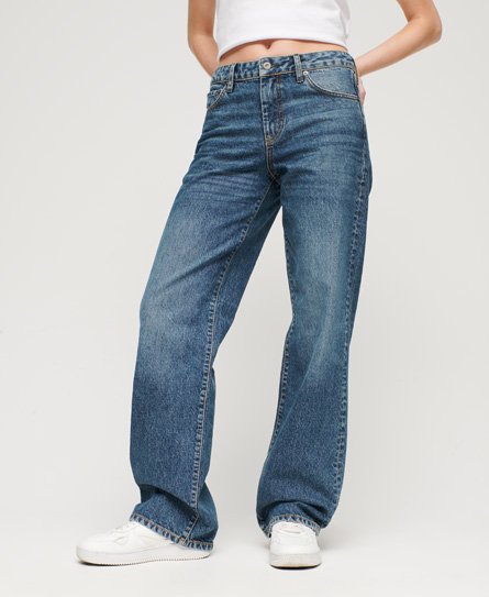 Jeansy z bawełny eko ze średnim stanem i szerokimi nogawkami