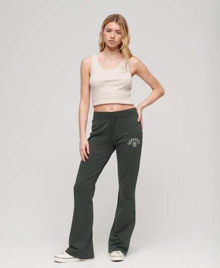 Womens - Athletic Essential Jersey Flare Joggers in Black | Superdry UK