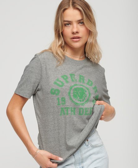 Superdry Women’s Athletic College T-Shirt Grey / Athletic Grey Marl - Size: 12